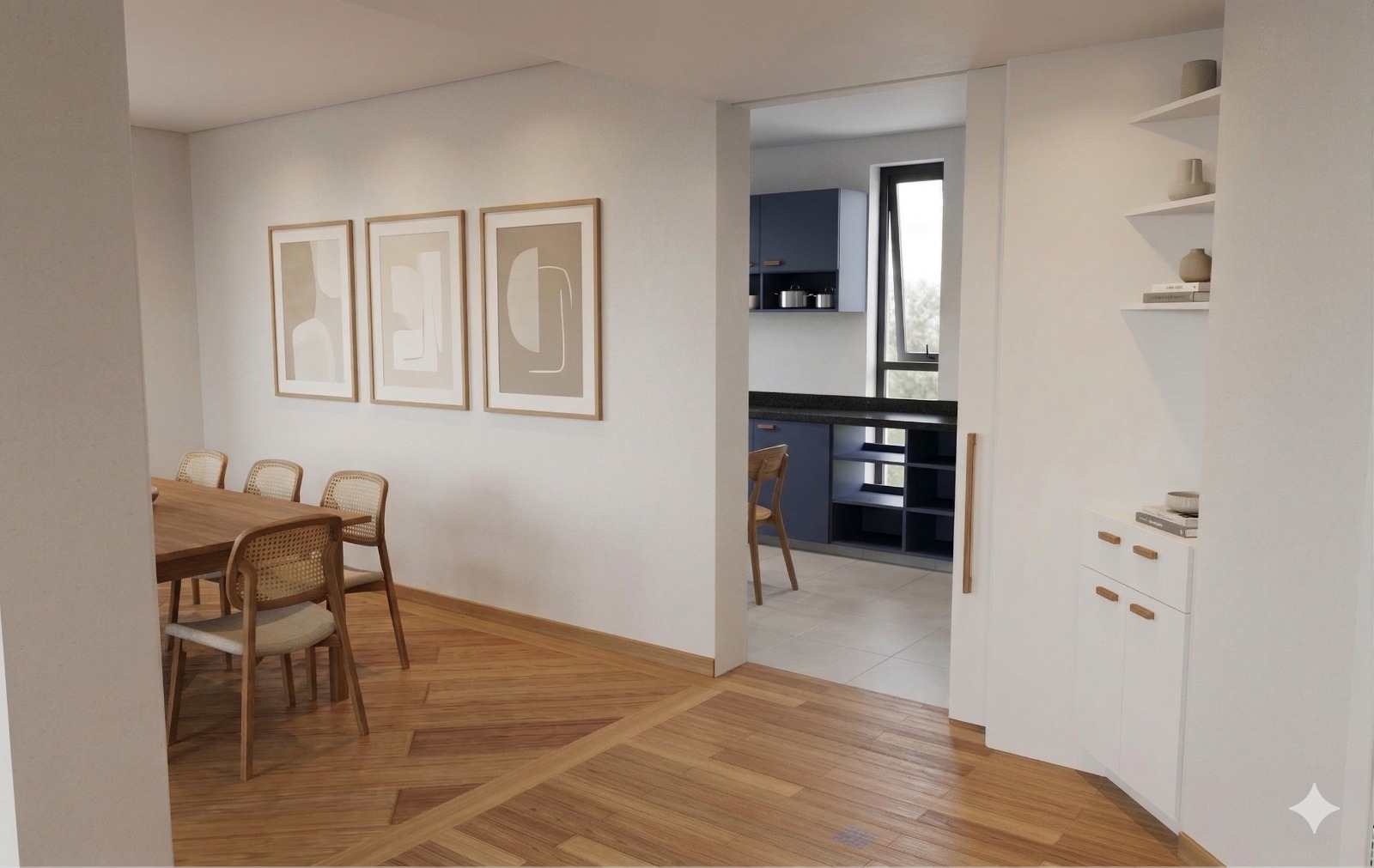 Sala de jantar com passagem para a cozinha